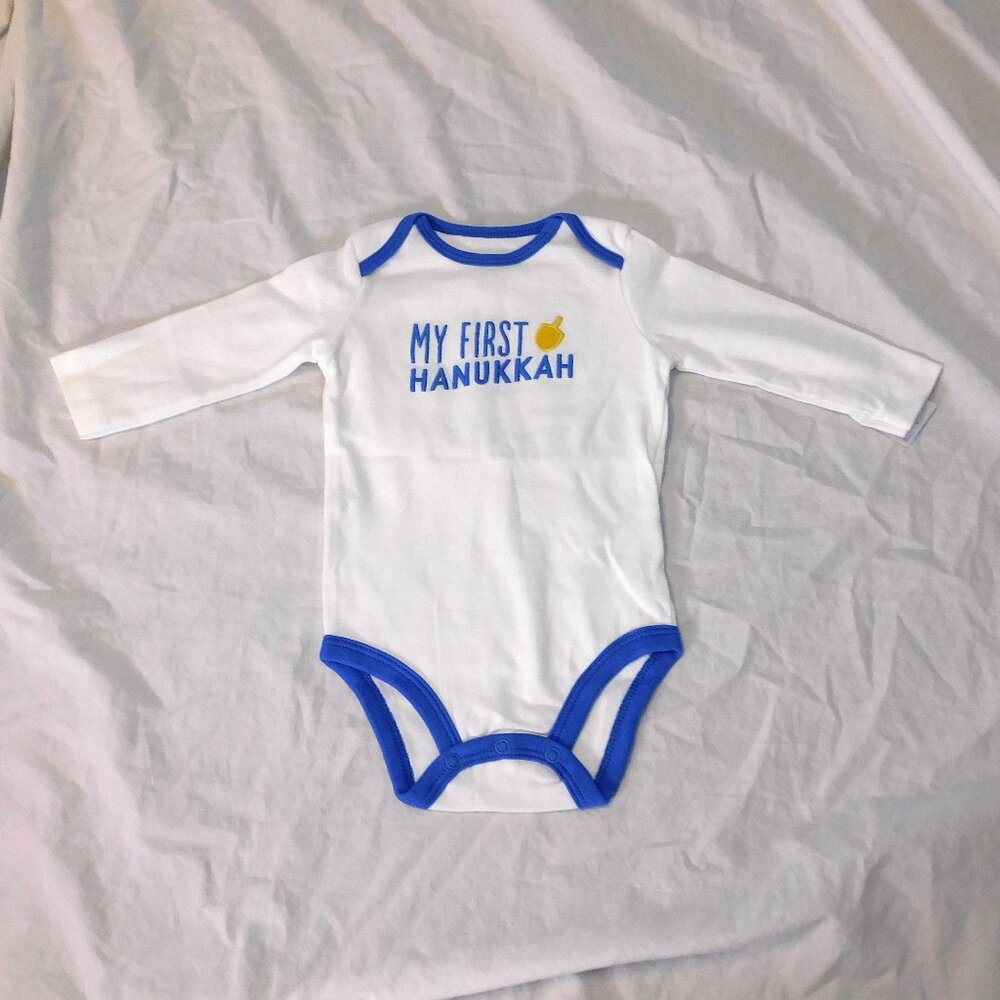 Baby First Hanukkah 6 Months One Piece Jewish Dreidel Unisex Judaism NEW